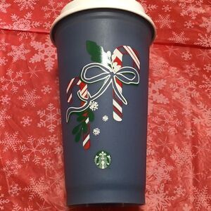 Starbucks plastic Christmas candy cane cups